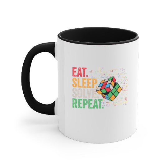 Eat Sleep Solve Repeat Math Speed Cubing Genie Accent Mugs