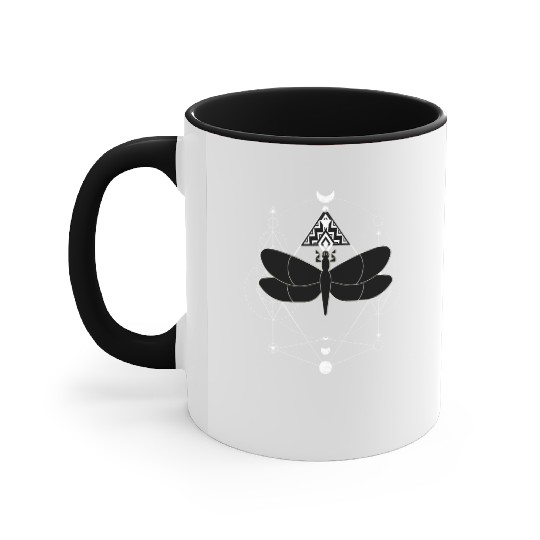 Minimalist Insect Celestial Dragonfly Sacred Geome Accent Mugs