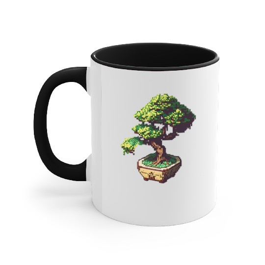 8 Bit Bonsai Tree Accent Mugs