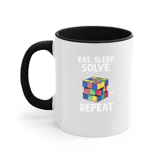 Eat Sleep Solve Repeat Math Speed Cubing Genie Accent Mugs