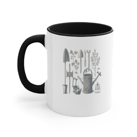 Florist Gardener Dad Grayscale Gardening Tools Accent Mugs