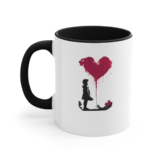 Banksy Love Heart Style Accent Mugs