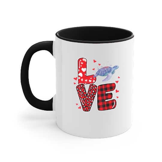 Sea Turtle Lover Heart Sea Turtle Valentine Accent Mugs