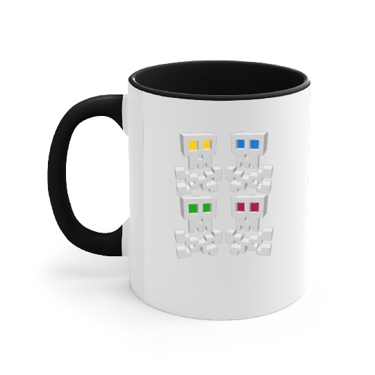 8-bit Pixel Pop Art Style Pirate Flag Skulls Accent Mugs