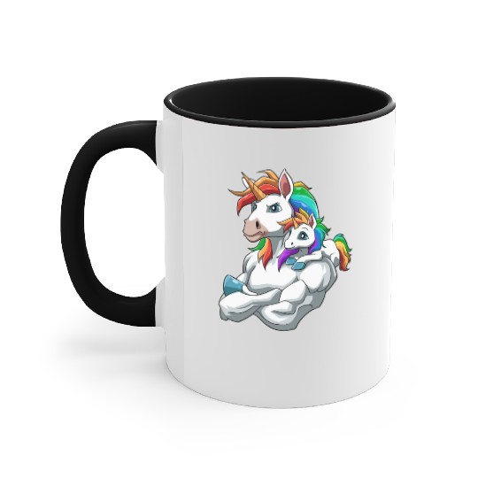 Strong Unicorn with Unicorn Kid for a Unicorn Accent Mugs