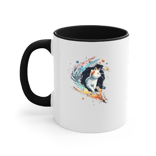 Astronaut Cat or Space Cat on Galaxy Cat Lover Accent Mugs