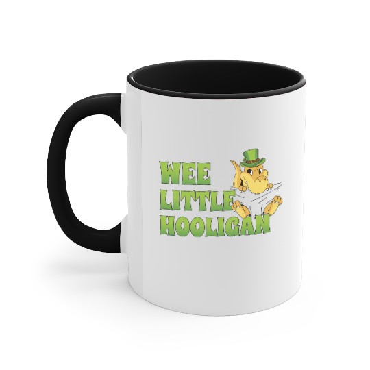 Wee Little Hooligan t-rex Dinosaur St Patrick Day Accent Mugs