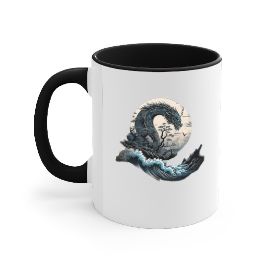 Great waves dragon japan. Accent Mugs