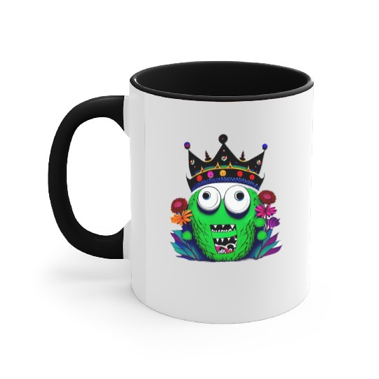 Monster Royalty A Green Beast with a Crown Accent Mugs