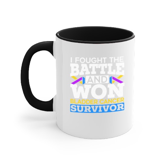 Fought The Battle And Won Bladder Cancer Survivor Accent Mugs