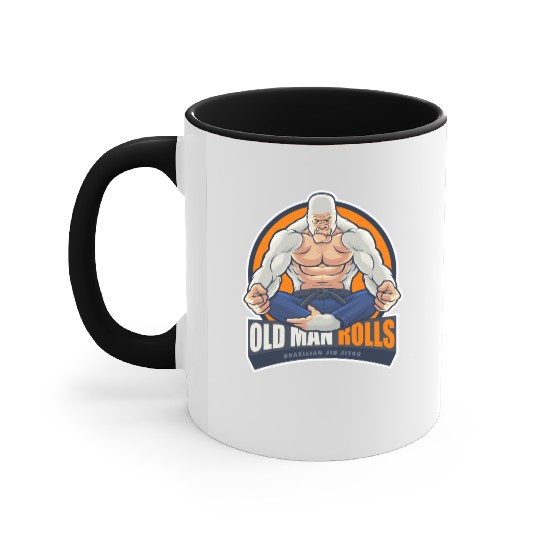 Old Man Rolls Gorilla Jiu Jitsu Fighter Accent Mugs