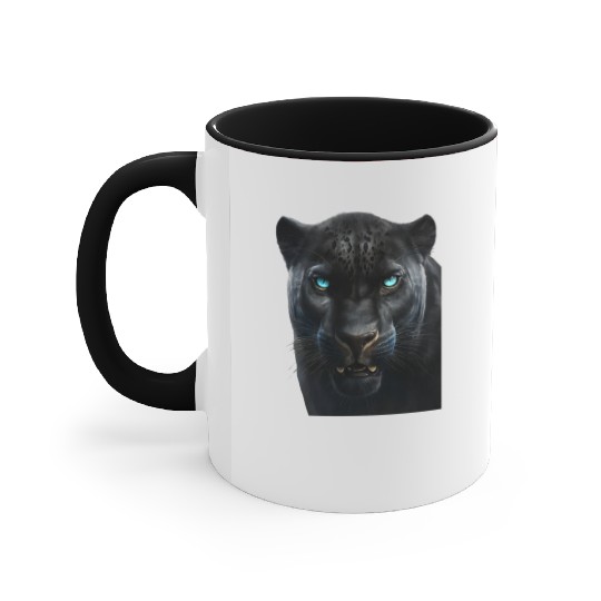 Black panther with blue eyes design wild animal Accent Mugs