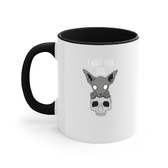 Death Cat Skull Accent Mugs
