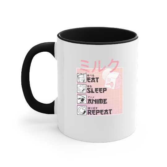 Eat Sleep Anime Repeat Straweberry Milk Japanese Accent Mugs