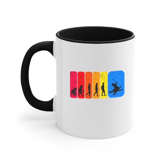 Funny Ski Freestyle Evolution Accent Mugs