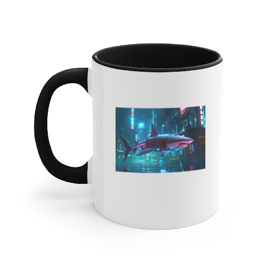 Cyber Shark Accent Mugs