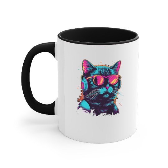 80s Cat Music Accent Mugs