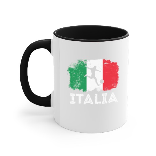 Italian Soccer Grunge Flag Accent Mugs