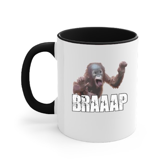 Braaap Monkey Face Riding A Motocross Accent Mugs