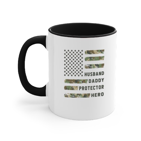 Husband Daddy Protector Hero Army Accent Mugs