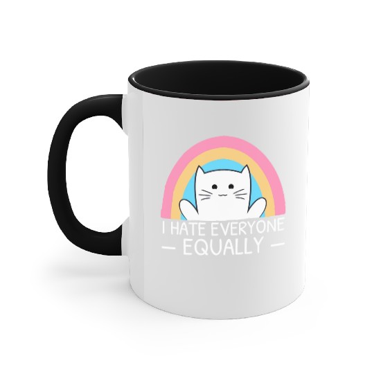 I Hate Everyone Equally Funny Cat Lover Rainbow Accent Mugs