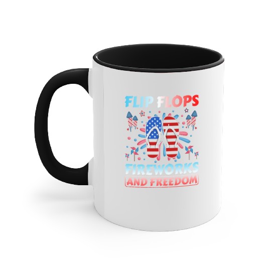 Flip Flops Fireworks and freedom Accent Mugs