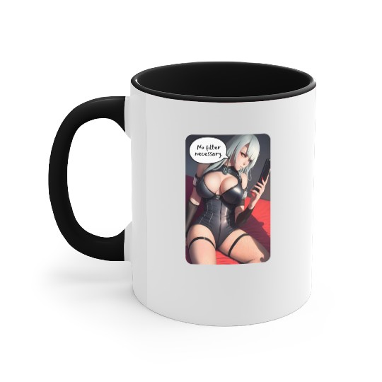 Cyberpunk Waifu Influencer Design 3 Accent Mugs
