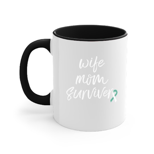 Cervical Cancer Awareness Products Ribbon Survivor Accent Mugs