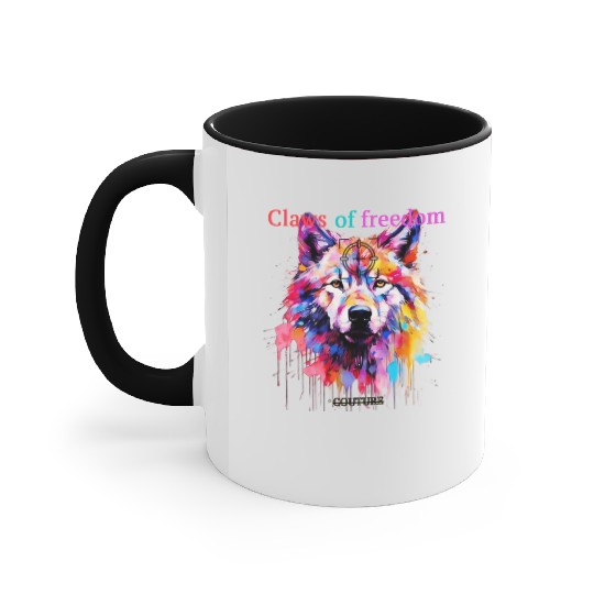 Lone Wolf in Multicolor Accent Mugs