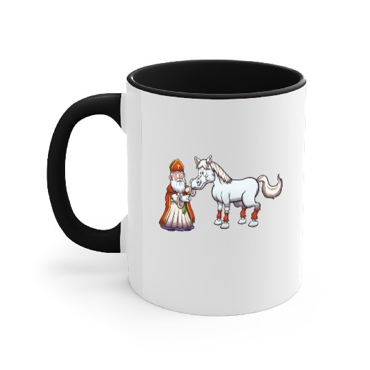 Saint Nicholas Feeding His Horse Accent Mugs