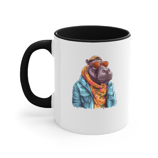 Graffiti Hippo. Heavyweight Strength. Accent Mugs
