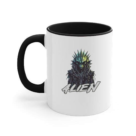 Alien rocker wearing spiked jacket Accent Mugs Design