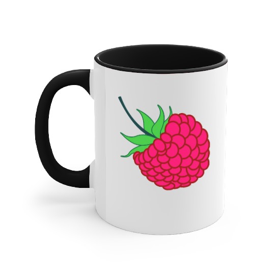 Raspberry red with green leaves Accent Mugs