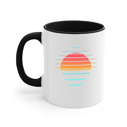 Retro sunset style 80s Accent Mugs