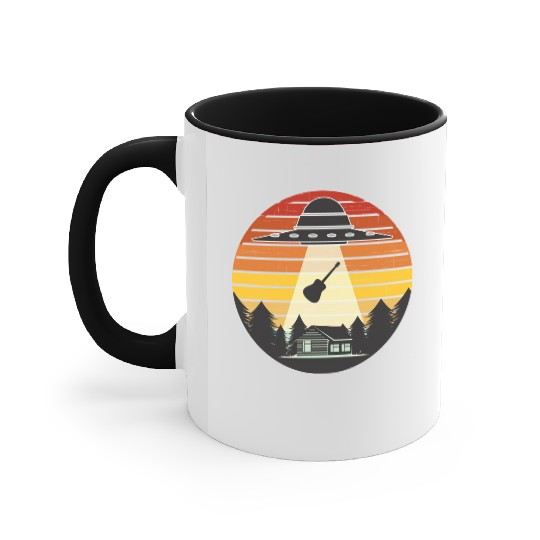 Guitar Player Funny Guitarist Acoustic Guitar Ufo Accent Mugs