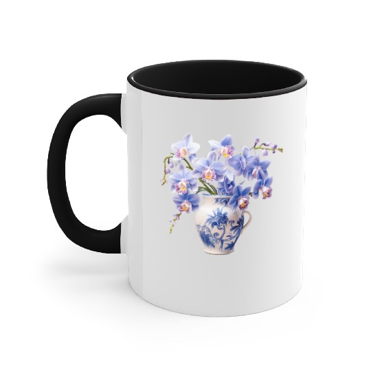 Blue Orchids in a Vase Graphic Accent Mugs