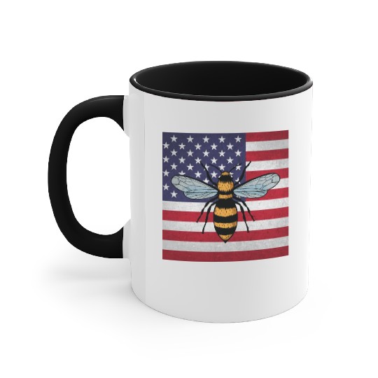 Beekeeper Beekeeping Us Flag Accent Mugs