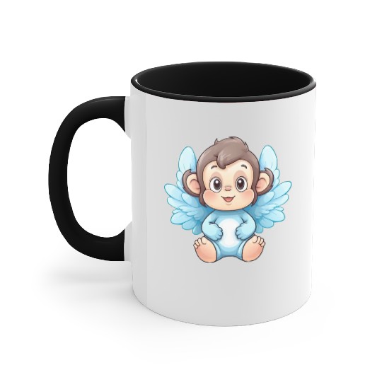 monkey chimpanzee angel wings cute kawaii Accent Mugs