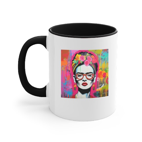 Frida Kahlo style urban art colorfull graffiti Accent Mugs