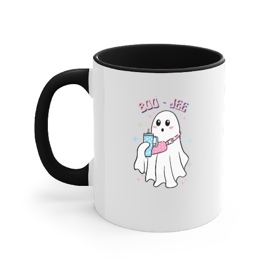 BOO-JEE Spooky Cute Ghost Halloween Costume Design Accent Mugs