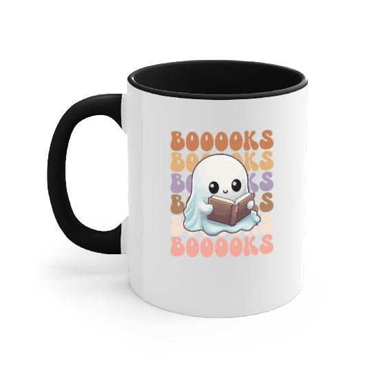 Cute Ghost Reading Books | Booooks | Funny Accent Mugs