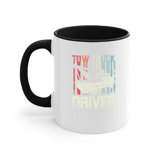 Cool Retro Vintage Tow truck Driver Accent Mugs