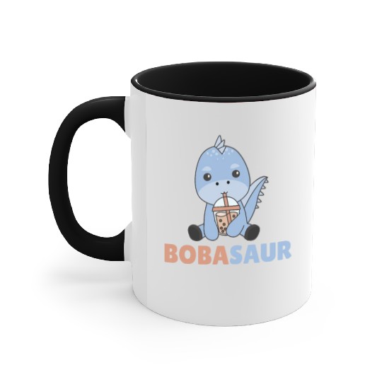 Bobasaur Boba Dinosaur Dino Bubble Tea Accent Mugs