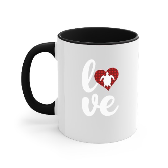 Sea Turtle Lover Buffalo Plaid Love Turtle Accent Mugs