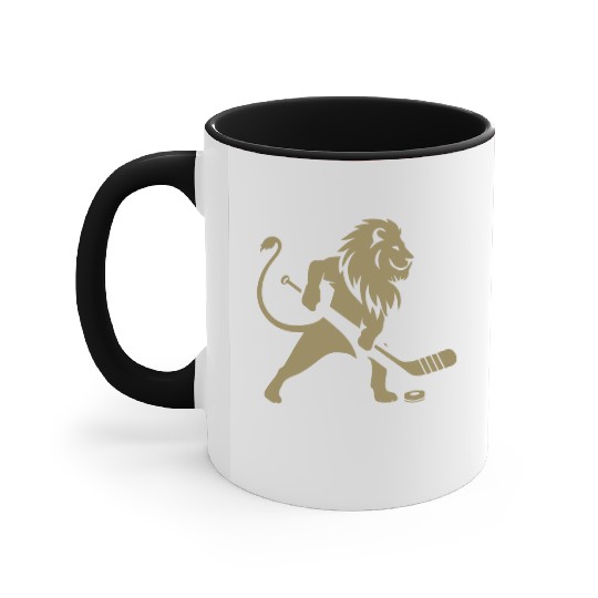Lion Hockey Silhouette Accent Mugs