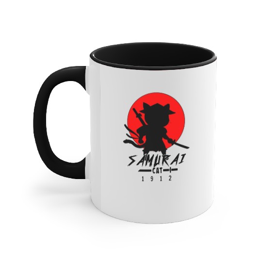 Samurai Cat Accent Mugs