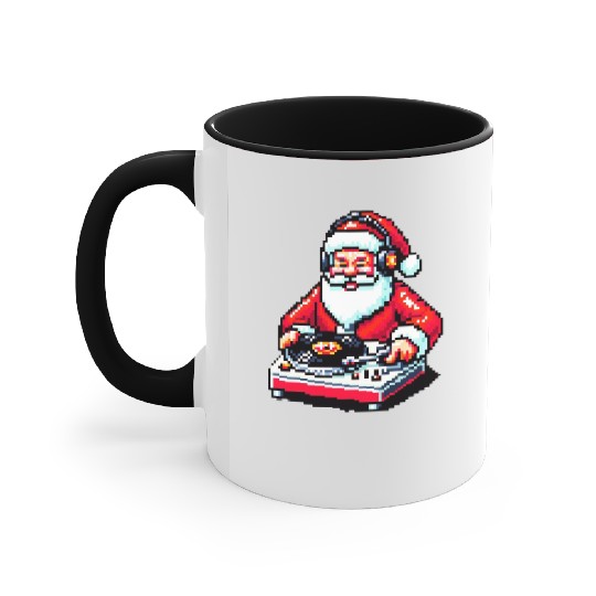 Retro 8-Bit DJ Santa: A Festive Musical Spin Accent Mugs