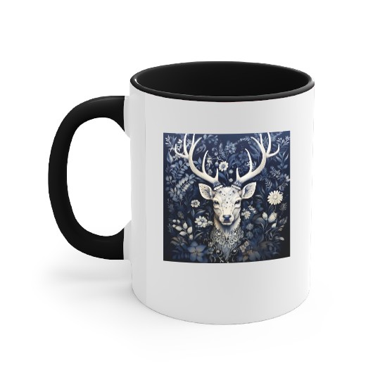 Enchanted Forest Deer Winter Bloom Accent Mugs