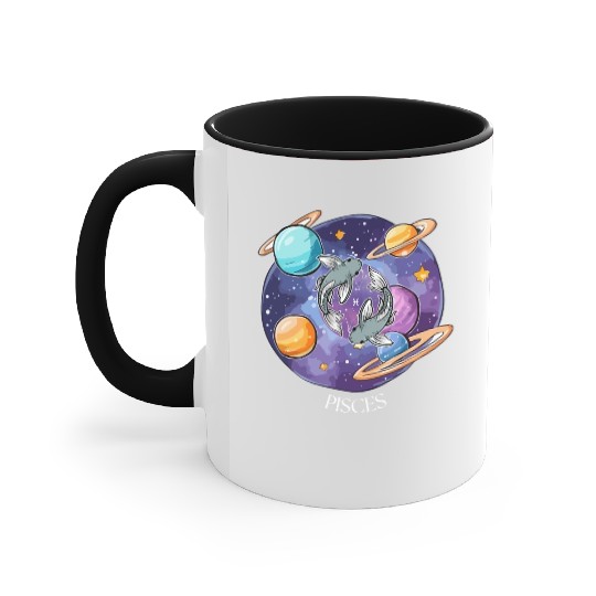 Pisces zodiac sign Accent Mugs