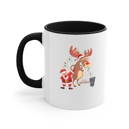 Christmas Lights Dabbing Santa Dancing Rudolph Accent Mugs